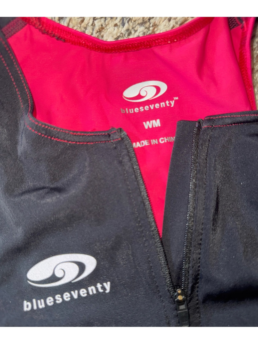 BlueSeventy Black One-Piece Triathlon Suit with Pink Panels and Orange Piping - Picture 3 of 3
